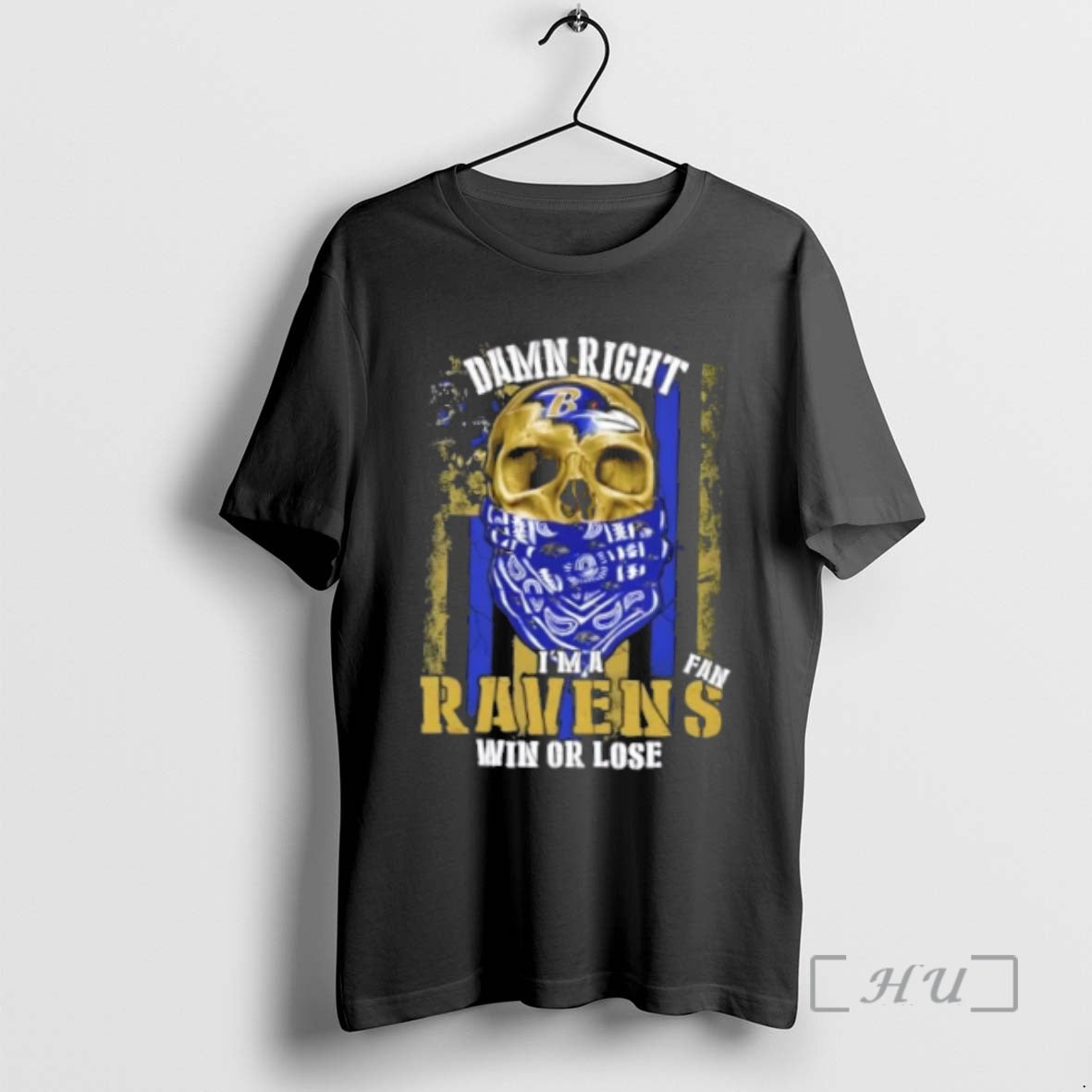 Officials Skull Damn Right Im A Baltimore Ravens Fan Win Or Lose Us Flag Premium T-Shirts, Hoodie, Sweatshirt