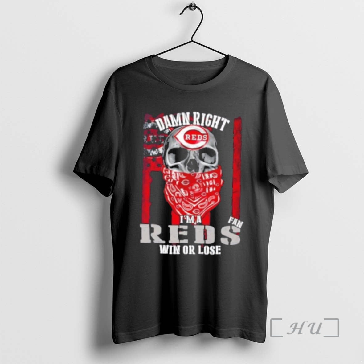 Officials Skull Damn Right Im A Cincinnati Reds Fan Win Or Lose Us Flag Premium T-Shirts, Hoodie, Sweatshirt