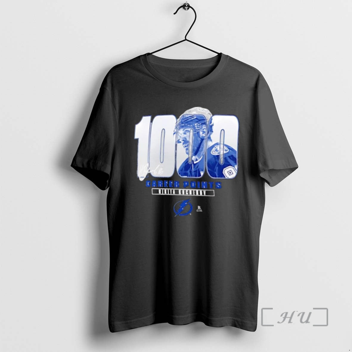 Officials Tampa Bay Lightning Nikita Kucherov Mto Label Gray 1000 Career Points Signature Graphic T-Shirts, Hoodie,...