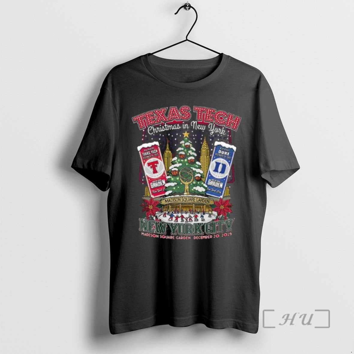 Officials Texas Tech Vs Duke Christmas In New York 2025 Basketball Gameday Premium T Shirts Hoodie, Sweatshirt