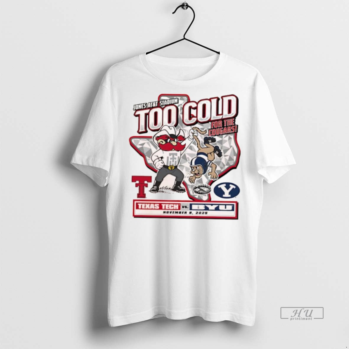 Officials Texas Tech Vs Byu 2025 Too Cold Gameday November 8th 2025 Mascot Logo Premium T-Shirts, Hoodie, Sweatshirt