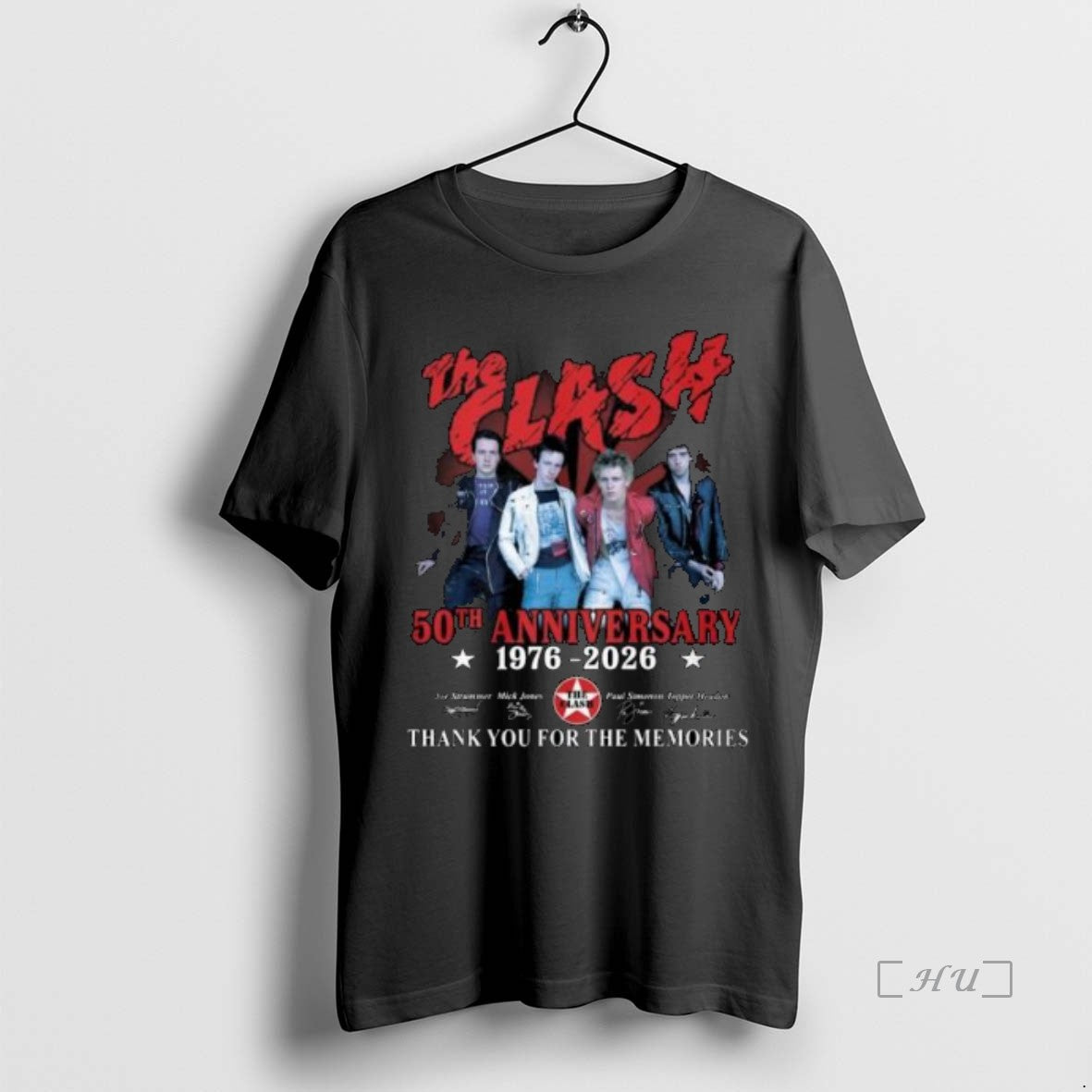 Officials The Clash 50th Anniversary 1976 2026 Signatures Thank You For The Memories Circle Black T-Shirts, Hoodie,...