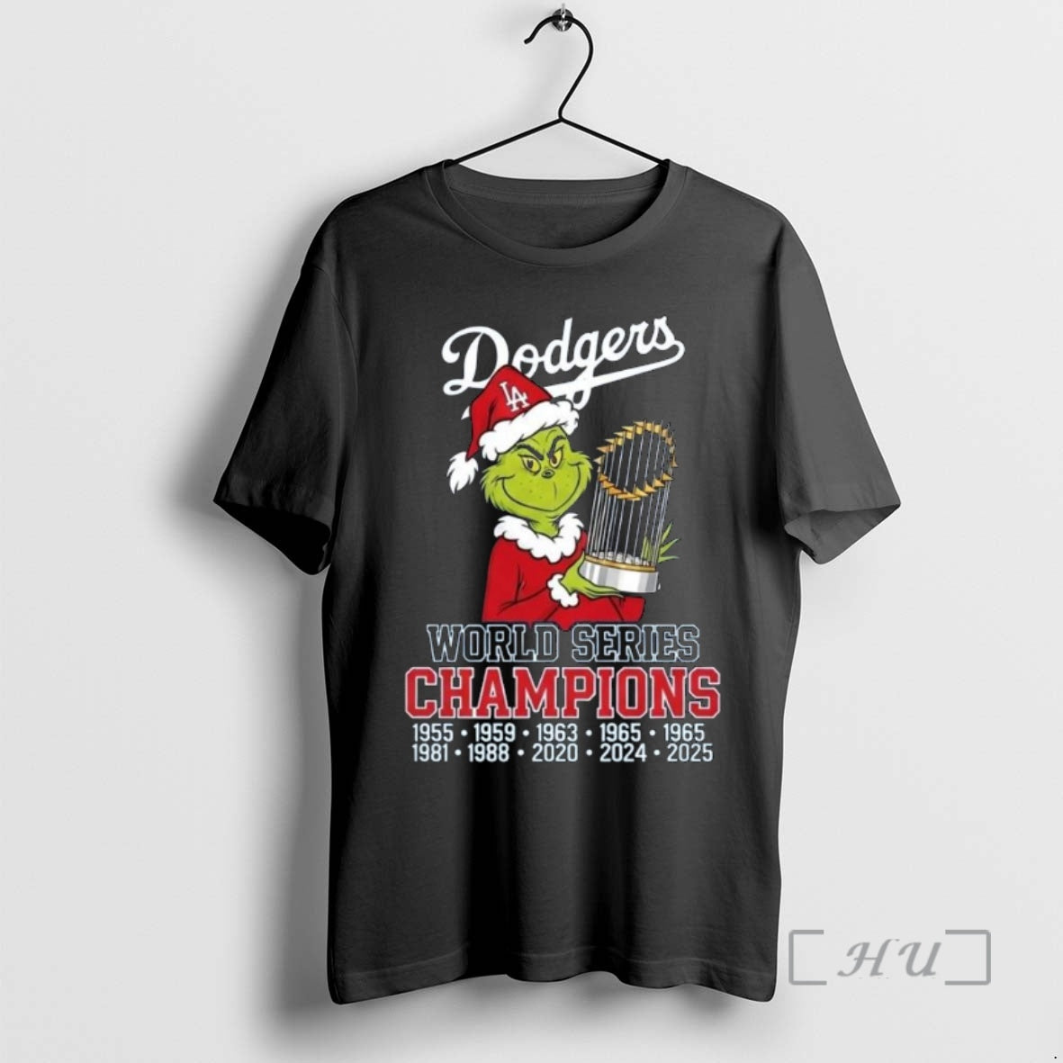 Officials The Grinch Santa X Los Angeles Dodgers World Series Champions Trophy 2025 Premium T-Shirts, Hoodie, Sweatshirt