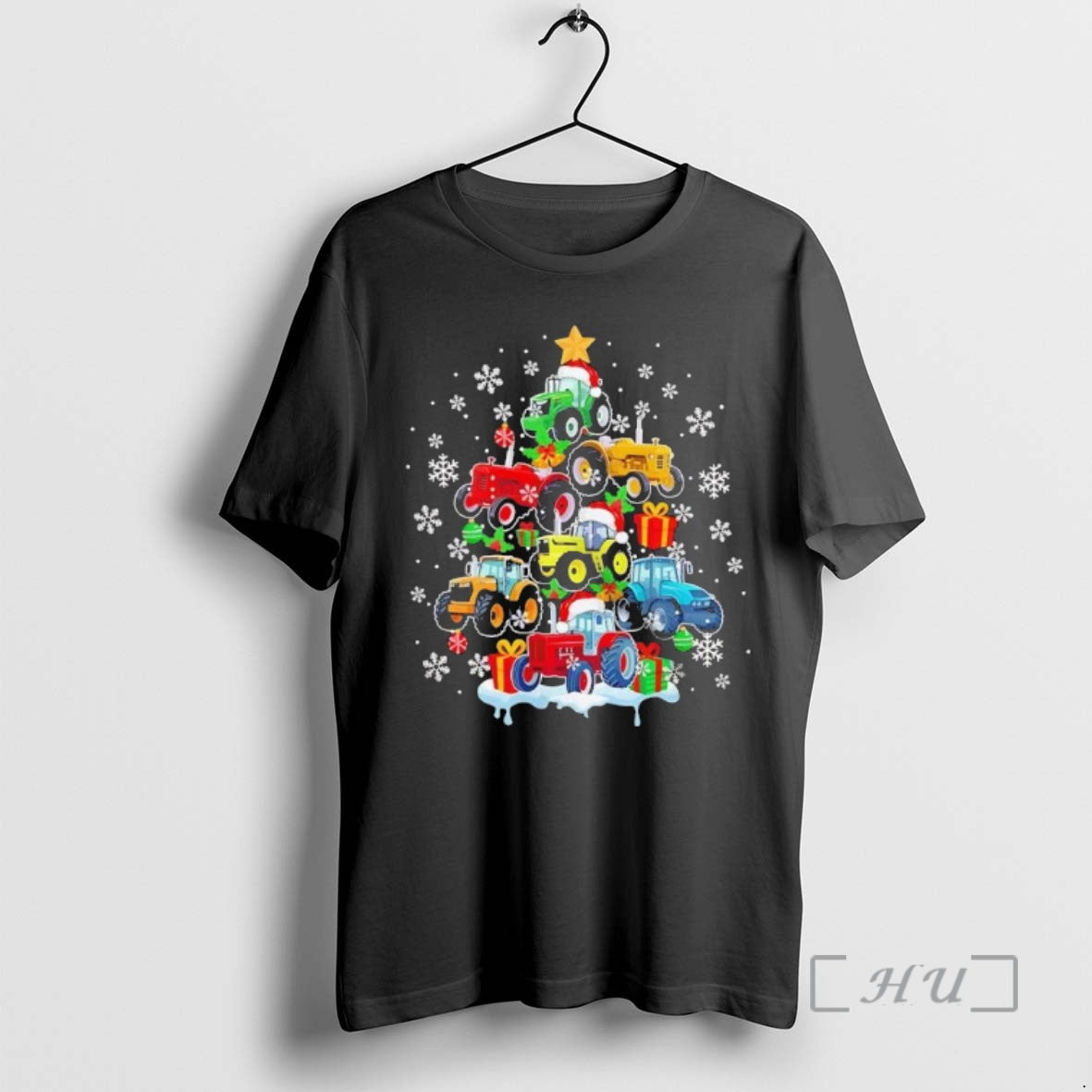 Officials Tractor Santa Christmas Tree Joyful Farmer Black T-Shirts, Hoodie, Sweatshirt | InkNestWear.com