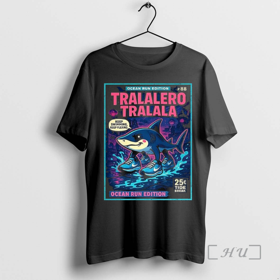 Officials Tralalero Tralala Ocean Run Shark Meme Comic Keep Swimming Keep Flexing Premium T Shirts Hoodie, Sweatshirt