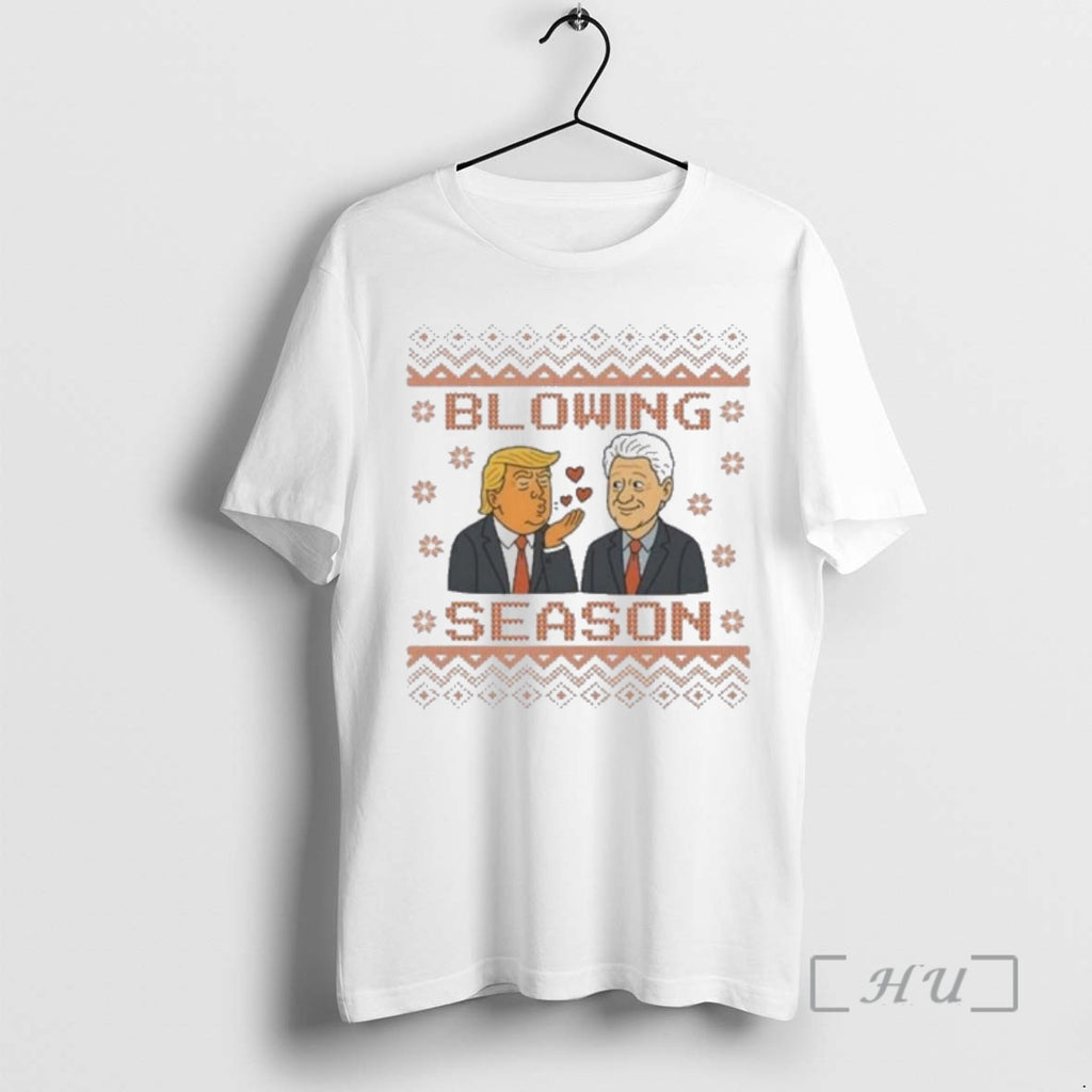 Officials Trump And Bill Clinton Blowing Season Christmas Ugly T-Shirts, Hoodie, Sweatshirt | InkNestWear.com