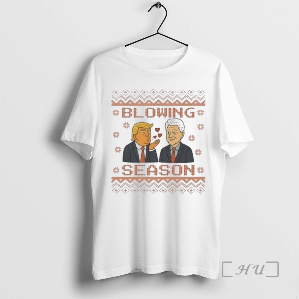 Officials Trump And Bill Clinton Blowing Season Christmas Ugly T-Shirts, Hoodie, Sweatshirt | InkNestWear.com