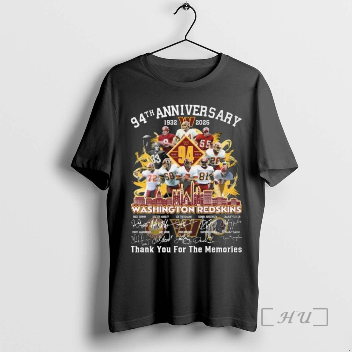 Officials Washington Redskins 94th Anniversary 1932 2026 Players Signatures Thank You For The Memories Skyline T-Shirts,...