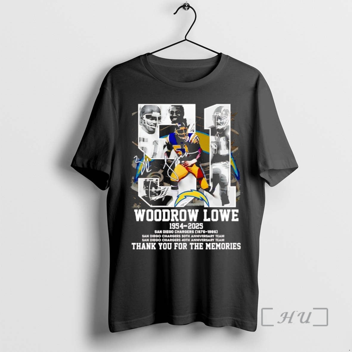 Officials Woodrow Lowe 1954 2025 San Diego Chargers Thank You For The Memories Premium T-Shirts, Hoodie, Sweatshirt