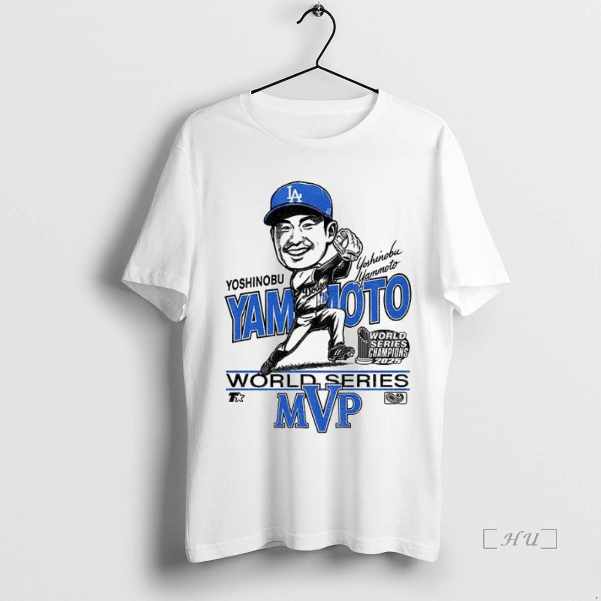 Officials Yoshinobu Yamamoto Mvp Caricature Los Angeles Dodgers Baseball World Series Mlb 2025 Premium T-Shirts, Hoodie,...