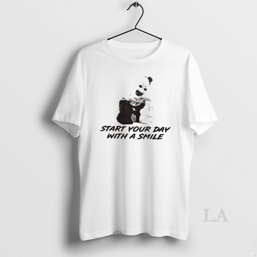 Original Art The Clown Start Your Day With A Smile Halloween T-Shirts, Hoodie, Sweatshirt | InkNestWear.com