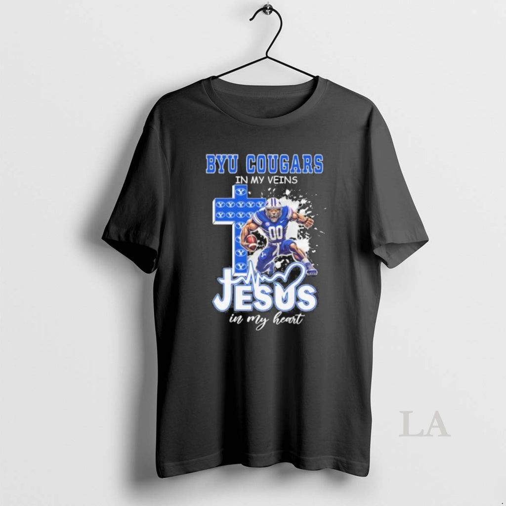 Original Byu Cougars Football Mascot In My Veins Jesus In My Heart T-Shirts, Hoodie, Sweatshirt | InkNestWear.com
