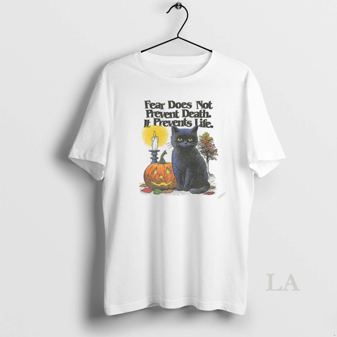 Original Black Cat Fear Does Not Prevent Death It Prevents Life Halloween T-Shirts, Hoodie, Sweatshirt | InkNestWear.com