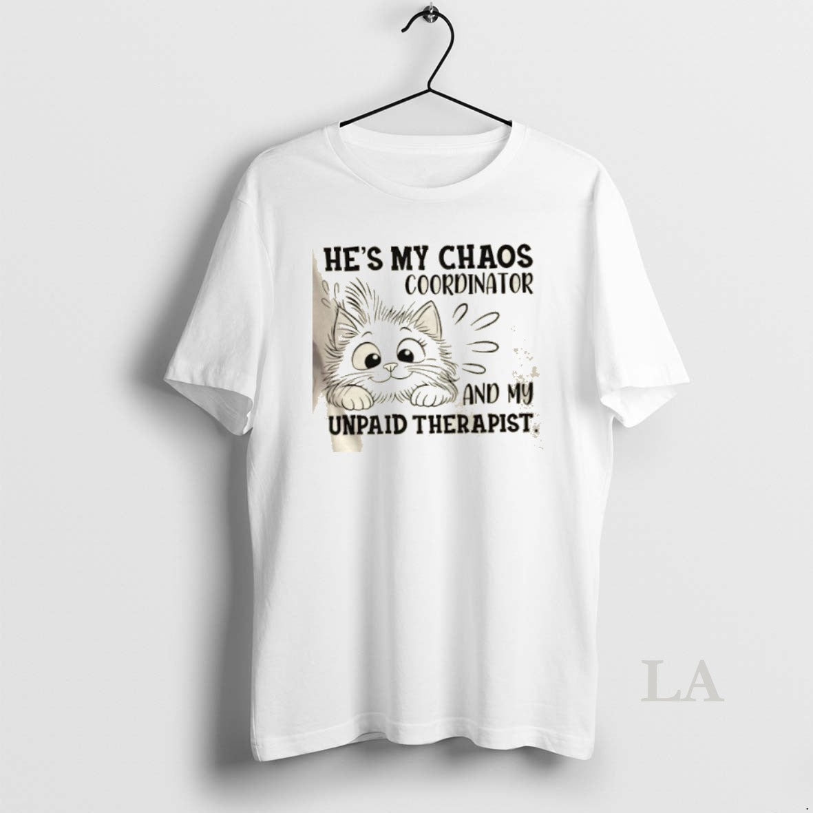Original Cat Hes My Chaos Coordinator And Unpaid Therapist T-Shirts, Hoodie, Sweatshirt | InkNestWear.com