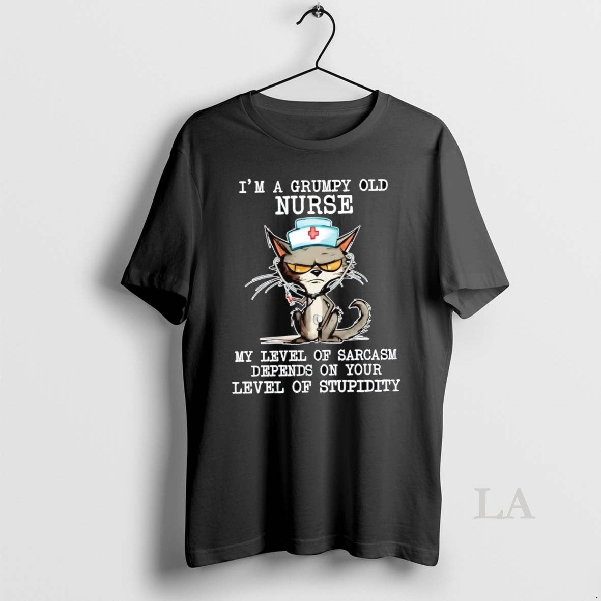 Original Cat Im A Grumpy Old Nurse My Level Of Sarcasm Depends On Your Level T-Shirts, Hoodie, Sweatshirt | InkNestWear.com