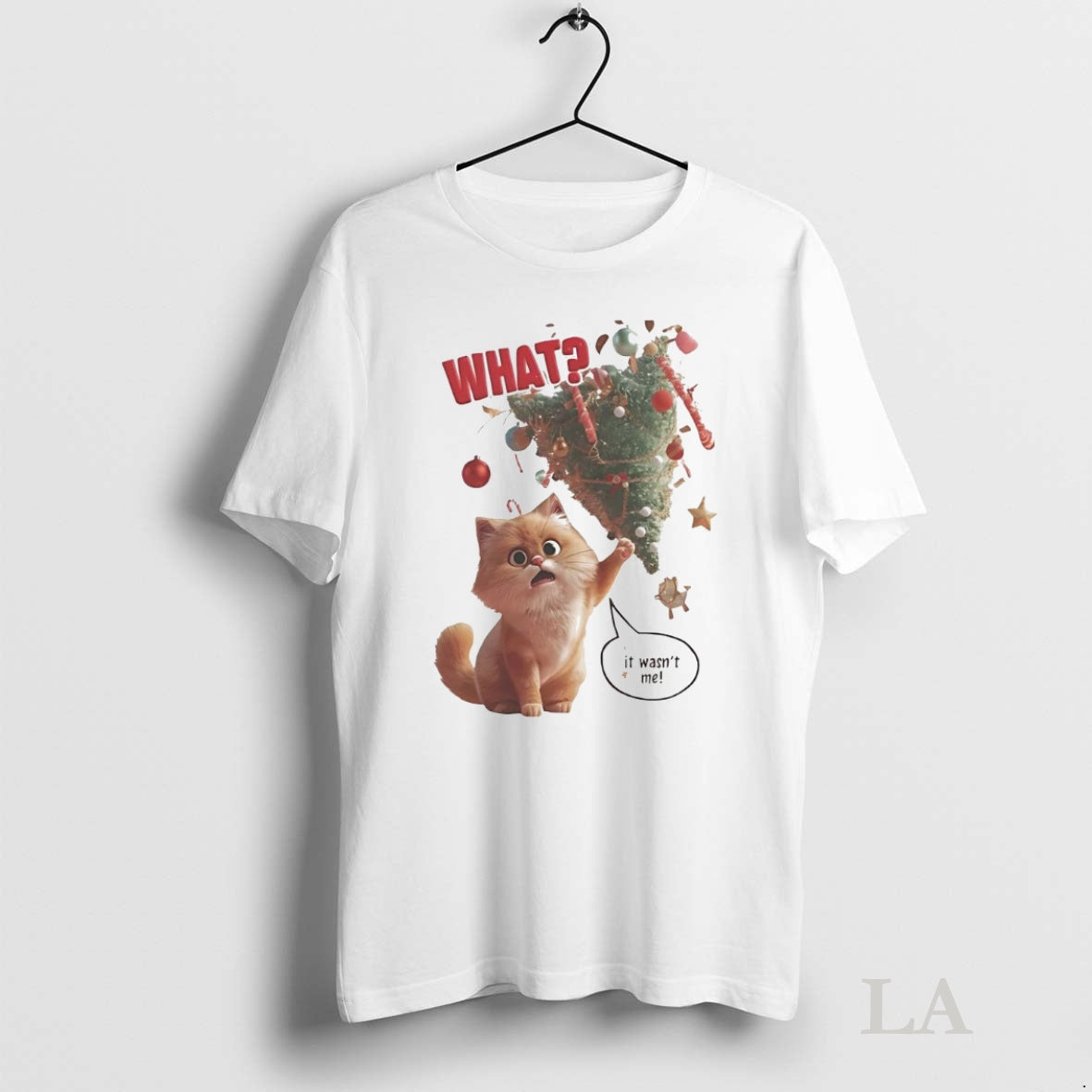 Original Cat Falling Christmas Tree What It Wasnt Me T-Shirts, Hoodie, Sweatshirt | InkNestWear.com