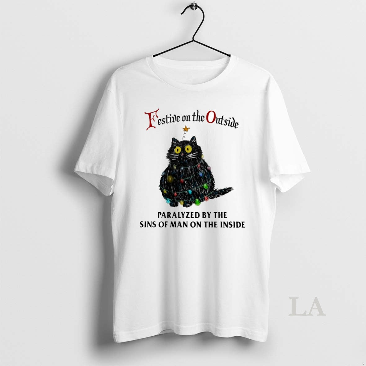 Original Cat Festive On The Outside Paralyzed By The Sins Of Man On The Inside T-Shirts, Hoodie, Sweatshirt | InkNestWear.com