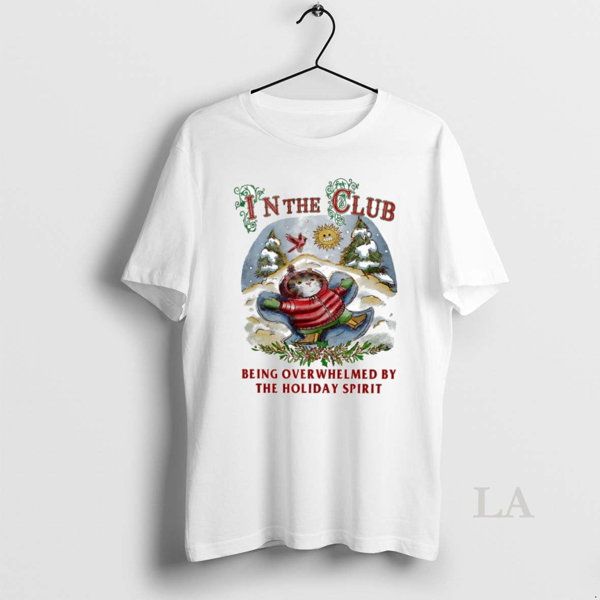 Original Cat In The Club Being Overwhelmed By The Holiday Spirit Circle T-Shirts, Hoodie, Sweatshirt | InkNestWear.com