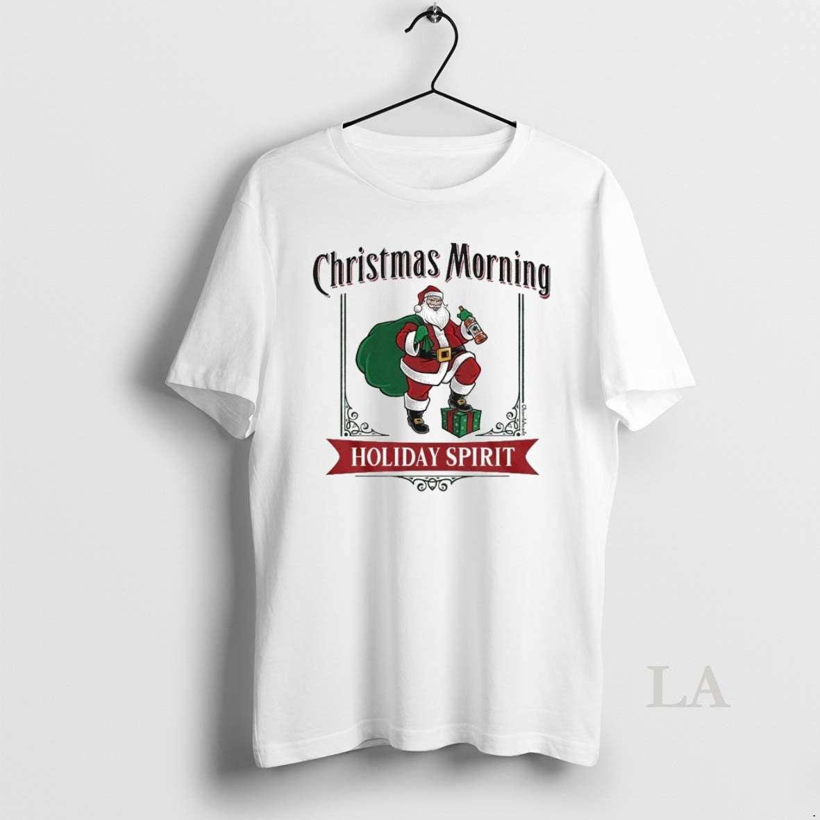 Original Christmas Morning Holiday Spirit Label Santa Claus T-Shirts, Hoodie, Sweatshirt | InkNestWear.com