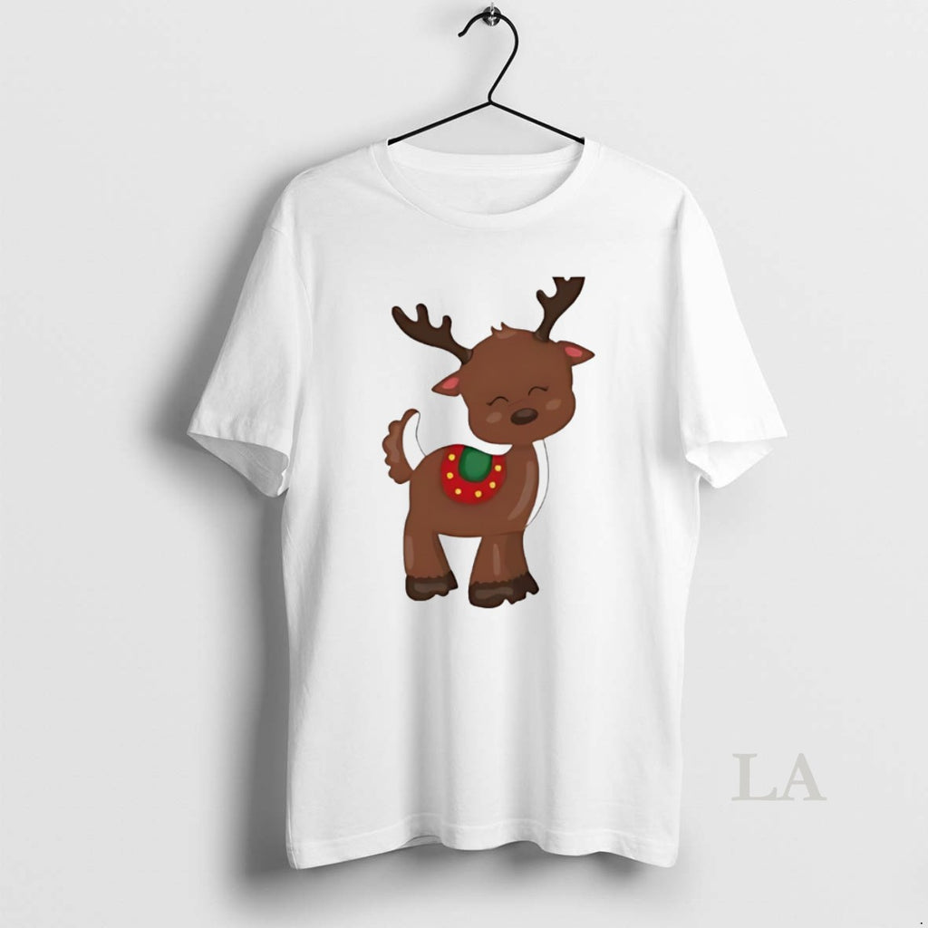 Original Cute Christmas Reindeer Cartoon Illustration White T-Shirts, Hoodie, Sweatshirt | InkNestWear.com
