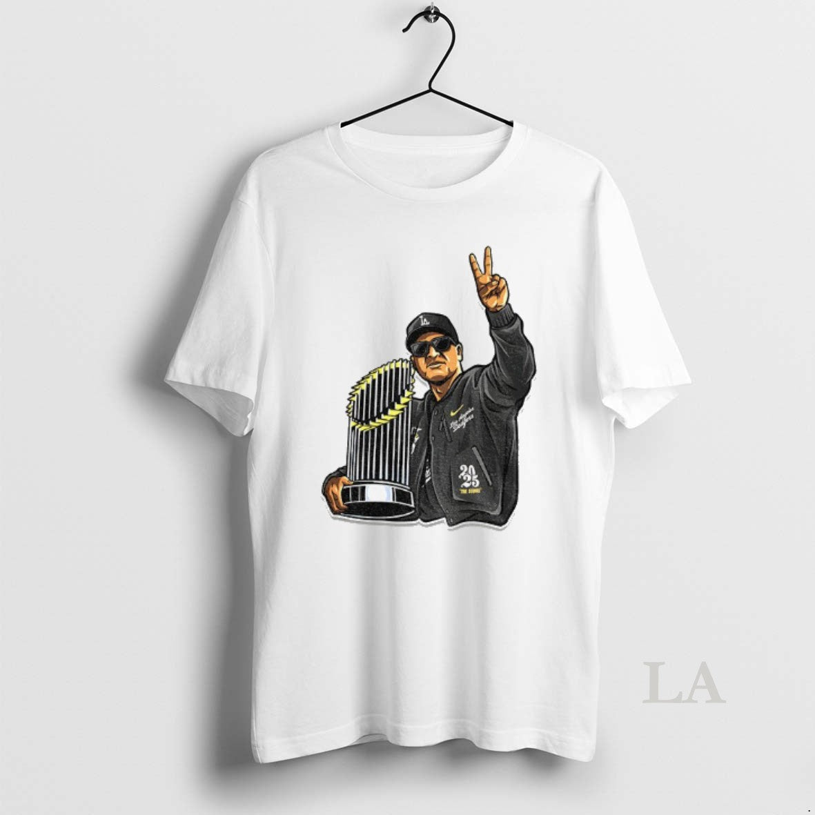 Original Dave Roberts Holding World Series Trophy Fingers Up T-Shirts, Hoodie, Sweatshirt | InkNestWear.com