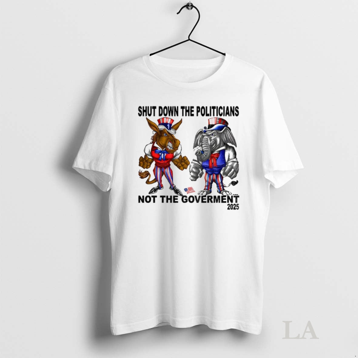 Original Democrat Donkey And Republican Elephant 2025 Shutdown The Politicians Not The Government T-Shirts, Hoodie,...