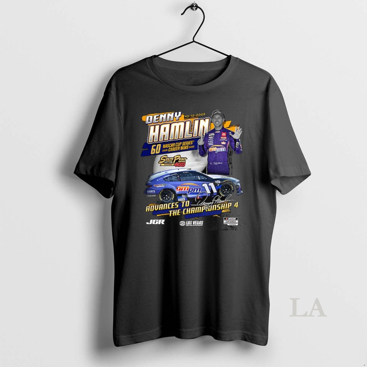 Original Denny Hamlin Checkered Flag Sports 2025 South Point 400 Race Winner Signature