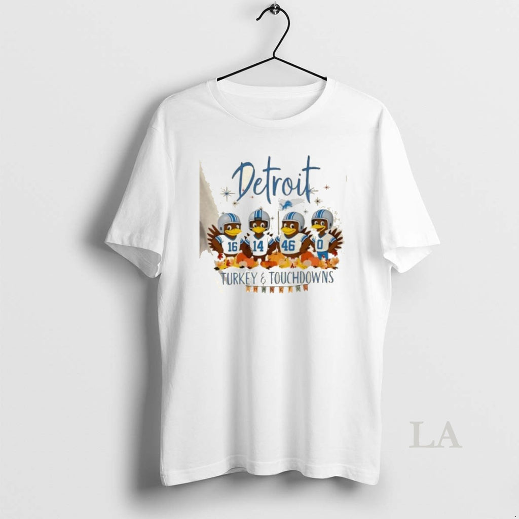 Original Detroit Lions Football Turkey And Touchdowns Thanksgiving T-Shirts, Hoodie, Sweatshirt | InkNestWear.com
