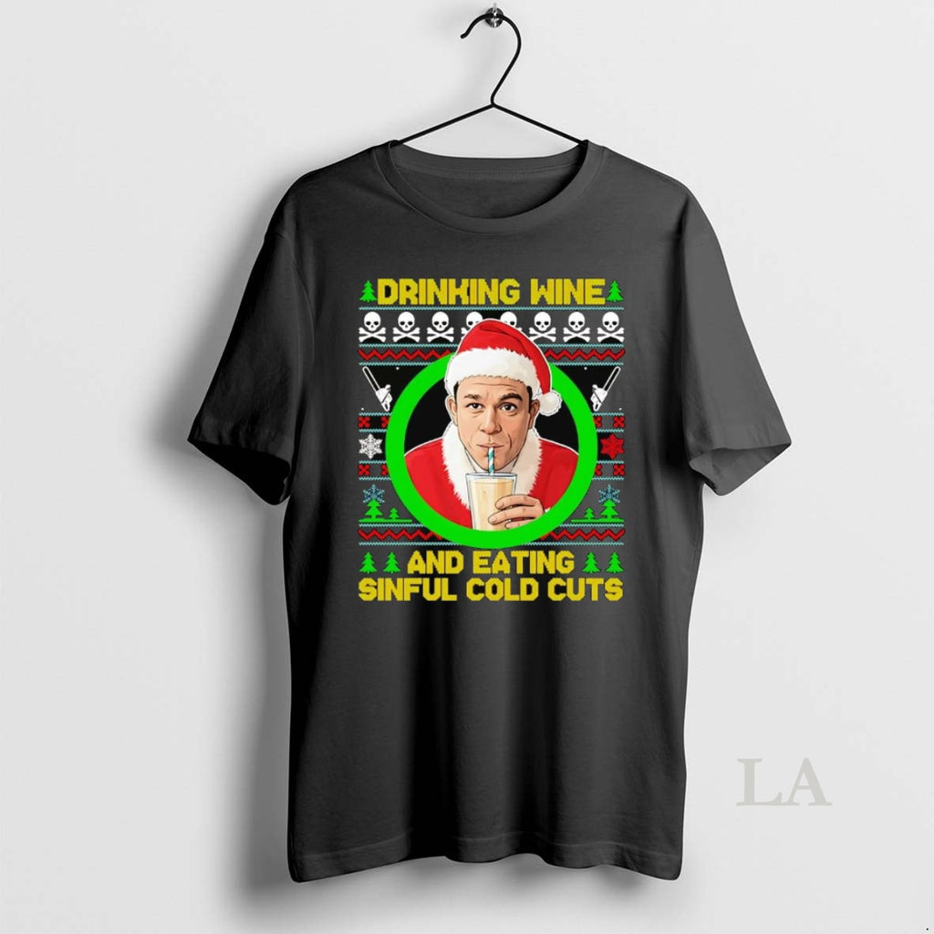 Original Ed Gein Drinking Wine And Eating Sinful Cold Cuts Christmas T-Shirts, Hoodie, Sweatshirt | InkNestWear.com