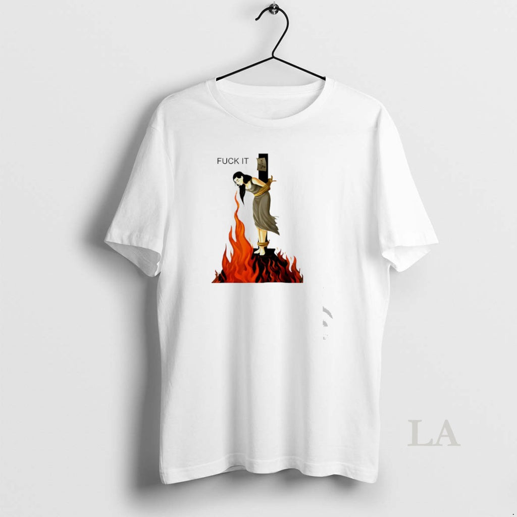 Original Fuck It Woman Hanging On A Cross Smoking T-Shirts, Hoodie, Sweatshirt | InkNestWear.com