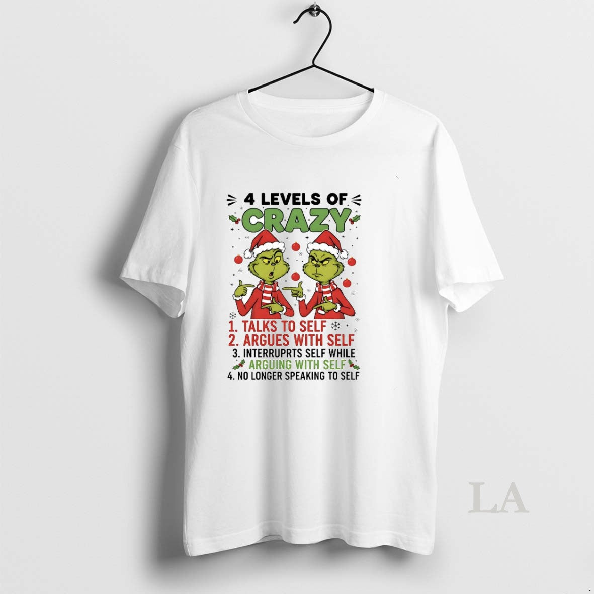Original Grinch 4 Levels Of Crazy Talks To Self Argues With Self Christmas T-Shirts, Hoodie, Sweatshirt | InkNestWear.com