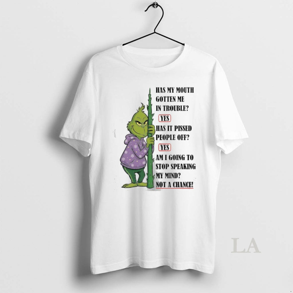 Original Grinch Christmas My Mouth Gotten Me In Trouble T-Shirts, Hoodie, Sweatshirt | InkNestWear.com