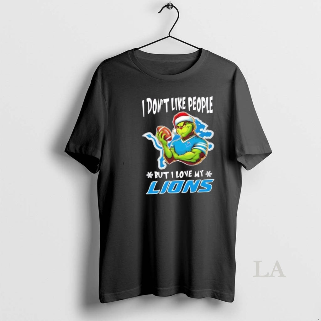 Original Grinch I Dont Like People But I Love My Detroit Lions Football Christmas T-Shirts, Hoodie, Sweatshirt