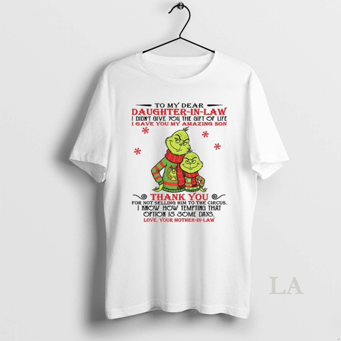 Original Grinch Santa To My Dear Daughter In Law I Didnt Give You The Gift T-Shirts, Hoodie, Sweatshirt | InkNestWear.com
