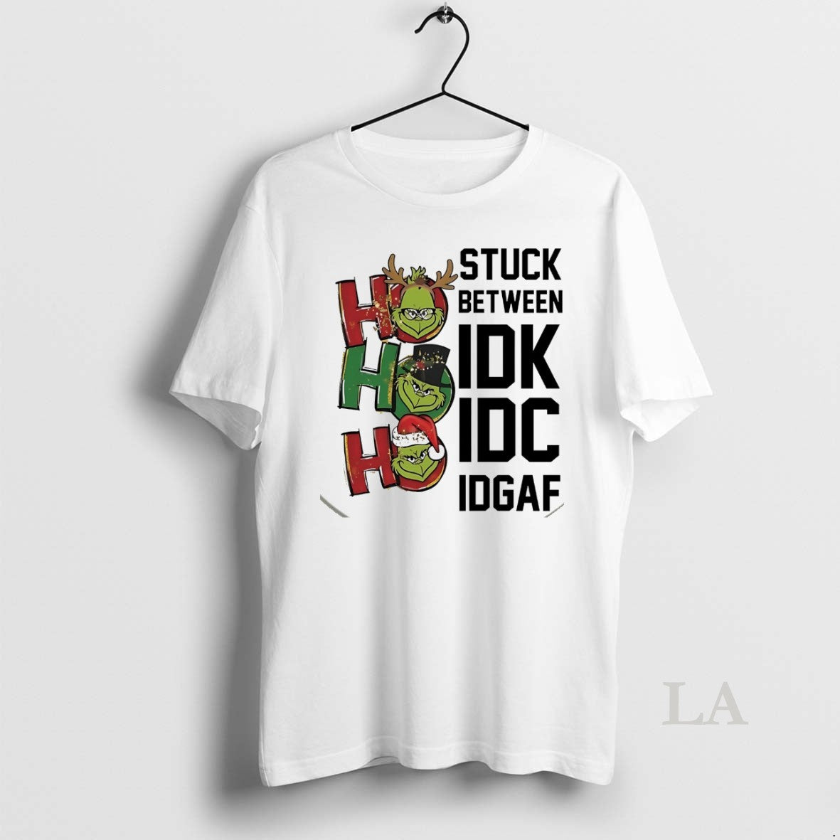 Original Grinch Stuck Between Idk Idc Idgaf Christmas White T-Shirts, Hoodie, Sweatshirt | InkNestWear.com