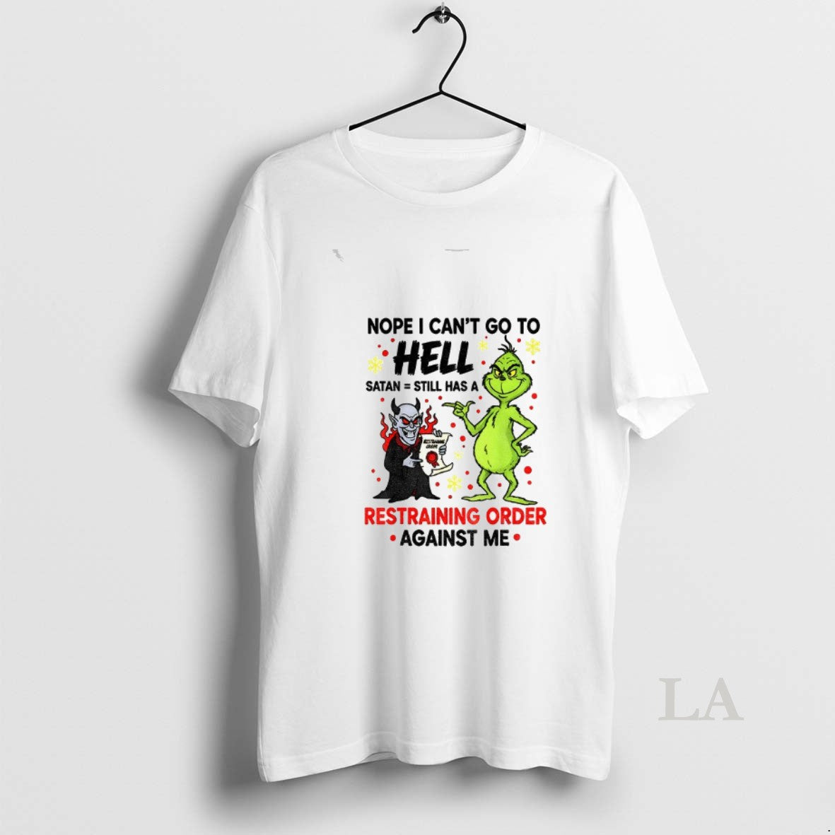 Original Grinch With Devil Nope I Cant Go To Hell Satan Still Has A Restraining T-Shirts, Hoodie, Sweatshirt