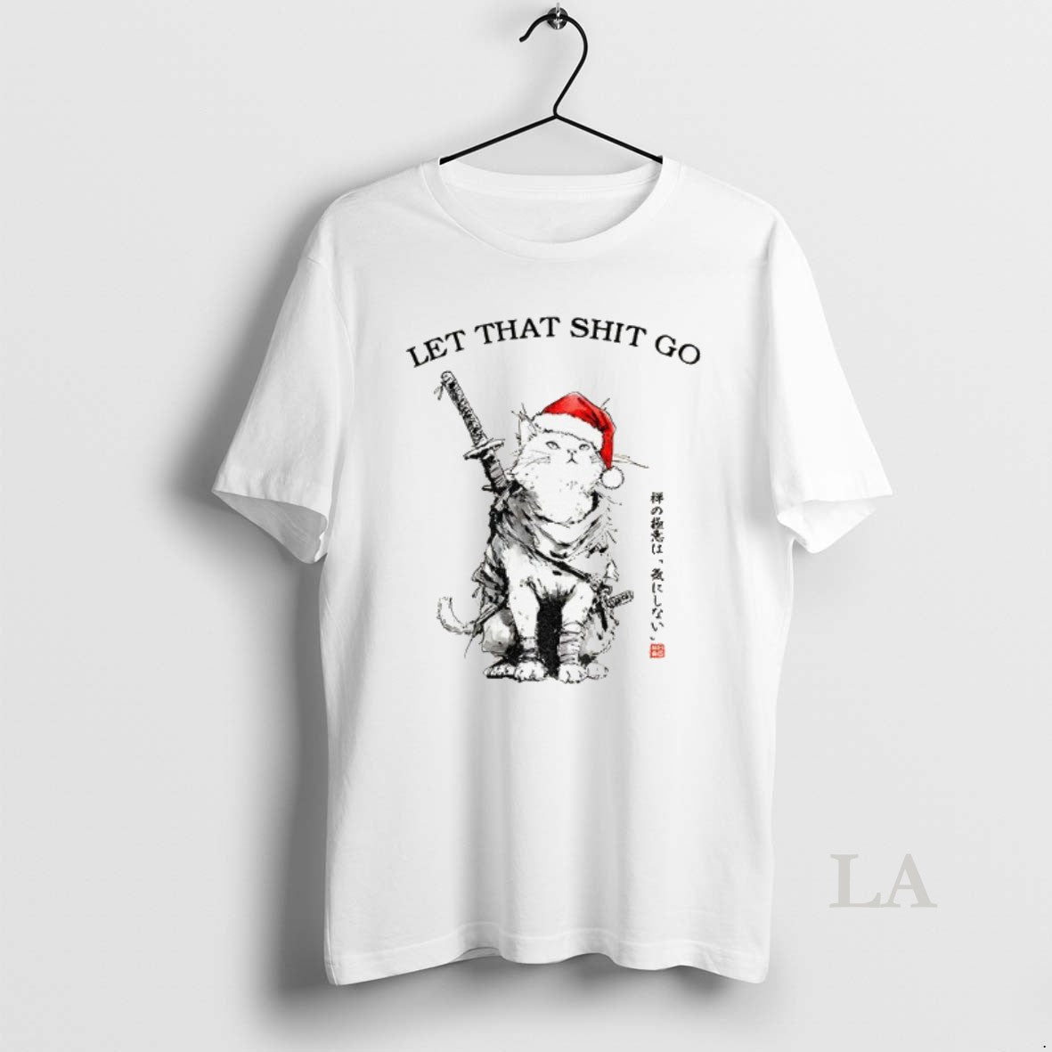 Original Japan Cat Santa Hat Let That Shit Go Merry Christmas T-Shirts, Hoodie, Sweatshirt | InkNestWear.com