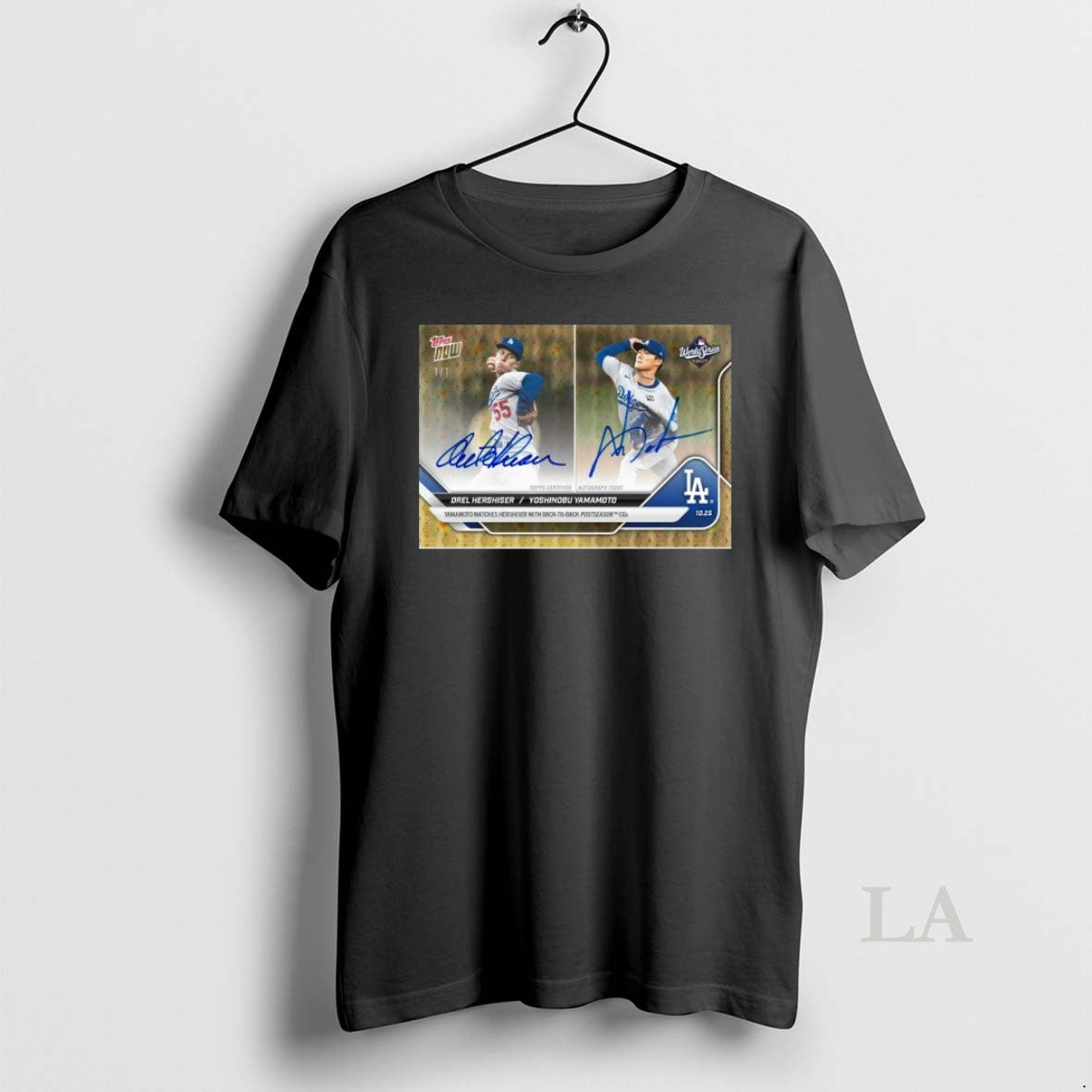 Original La Dodgers Orel Hershiser And Yoshinobu Yamamoto Topps Yamamoto Matches Hershiser With Back2back Postseason...
