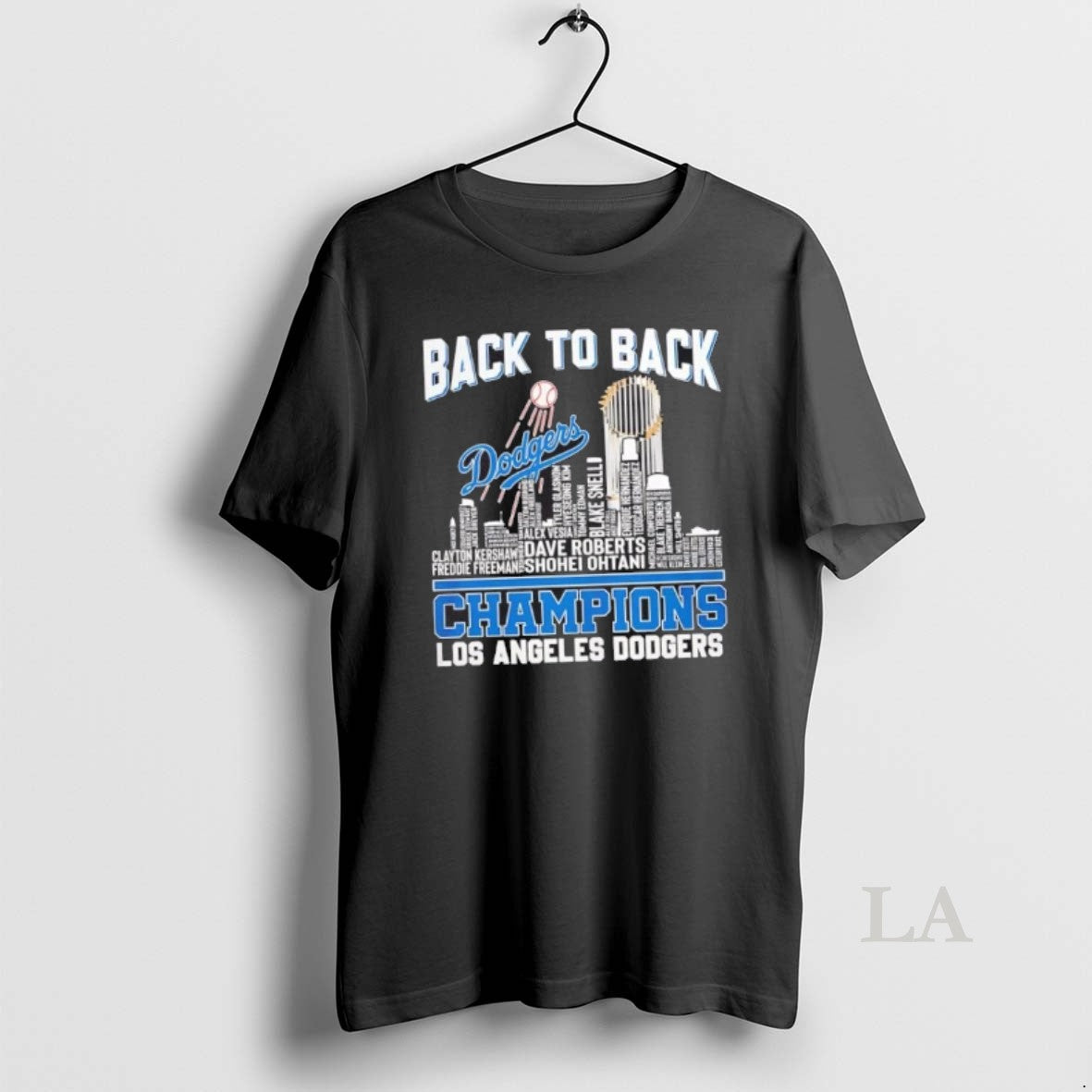 Original La Dodgers Back To Back World Series Champions 2025 Player Name City Skyline T-Shirts, Hoodie, Sweatshirt