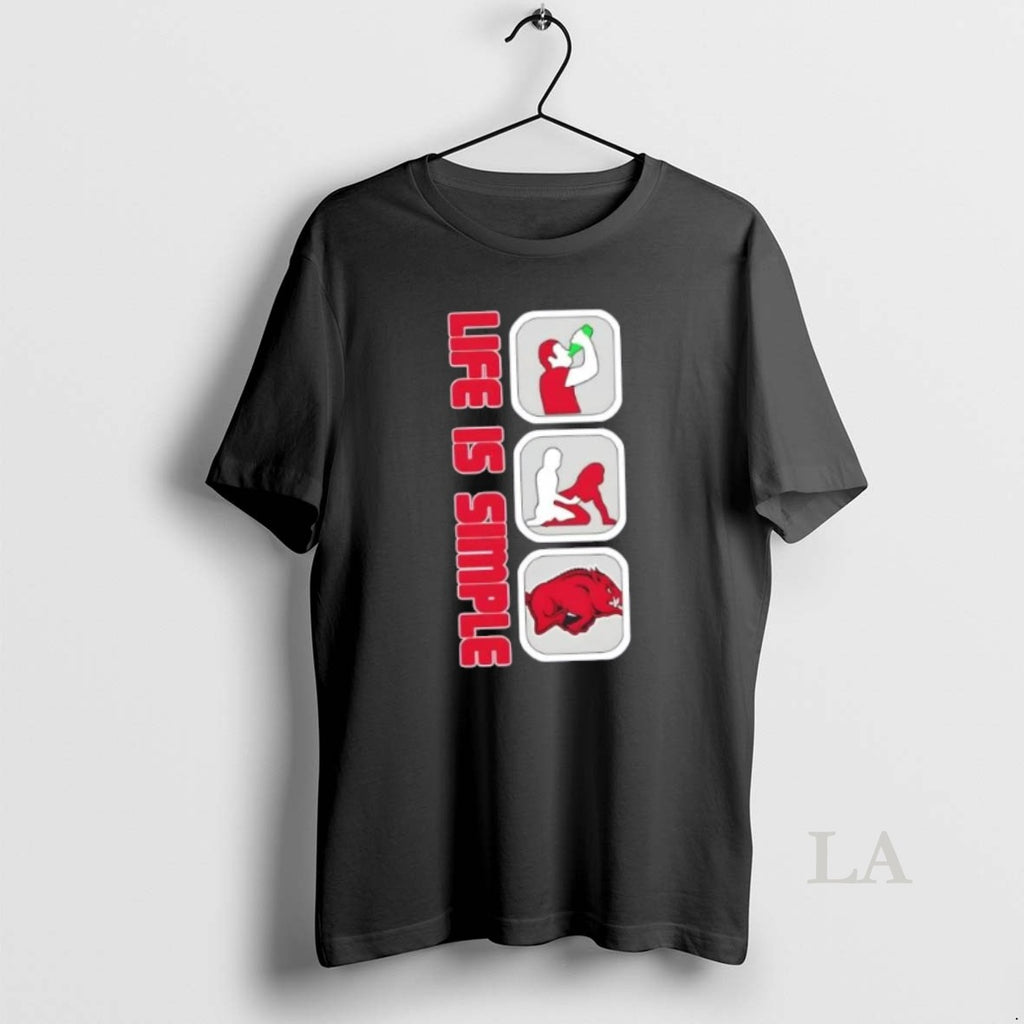 Original Life Is Simple Arkansas Razorbacks T-Shirts, Hoodie, Sweatshirt | InkNestWear.com