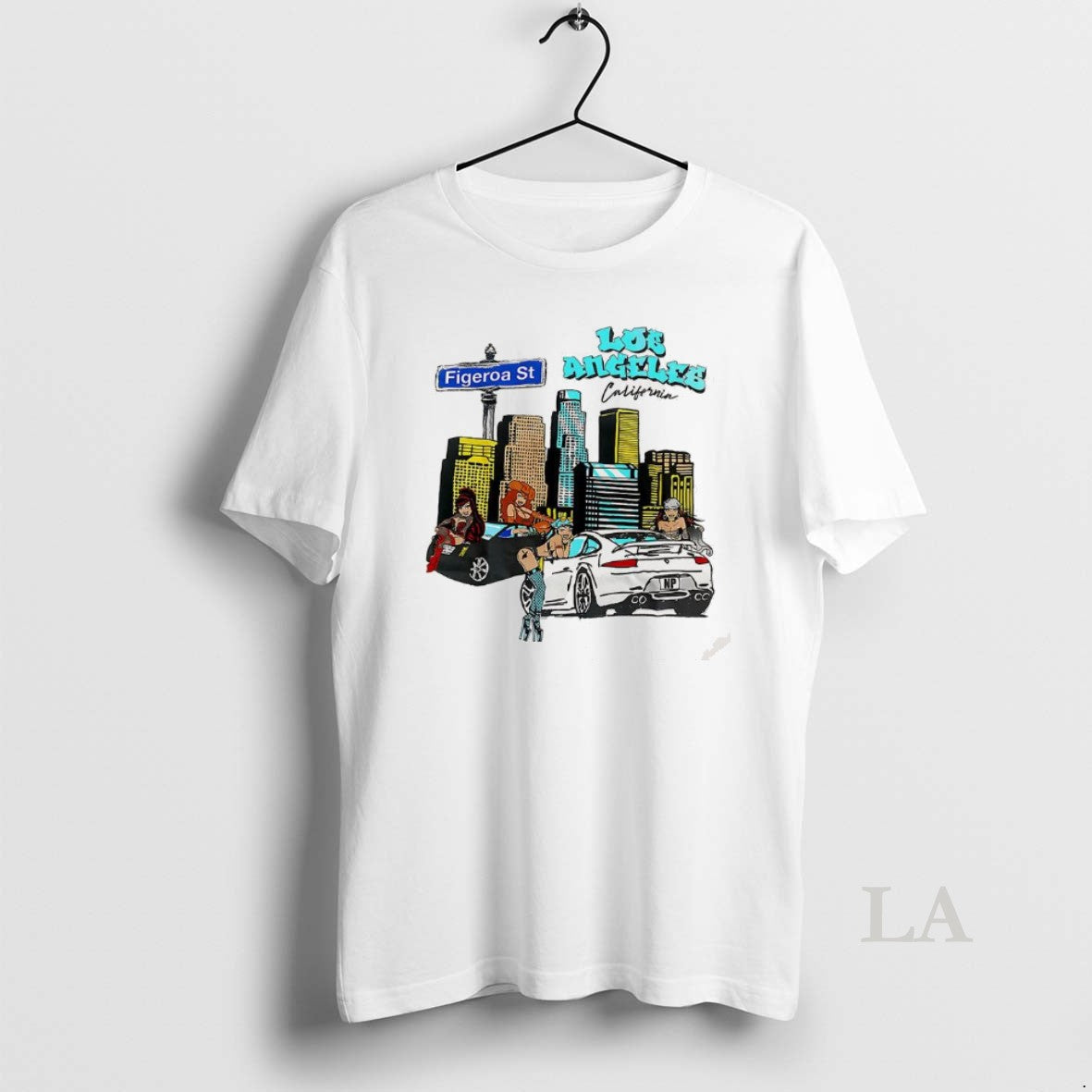 Original Los Angeles California Figueroa Street City Skyline Cartoon T-Shirts, Hoodie, Sweatshirt | InkNestWear.com
