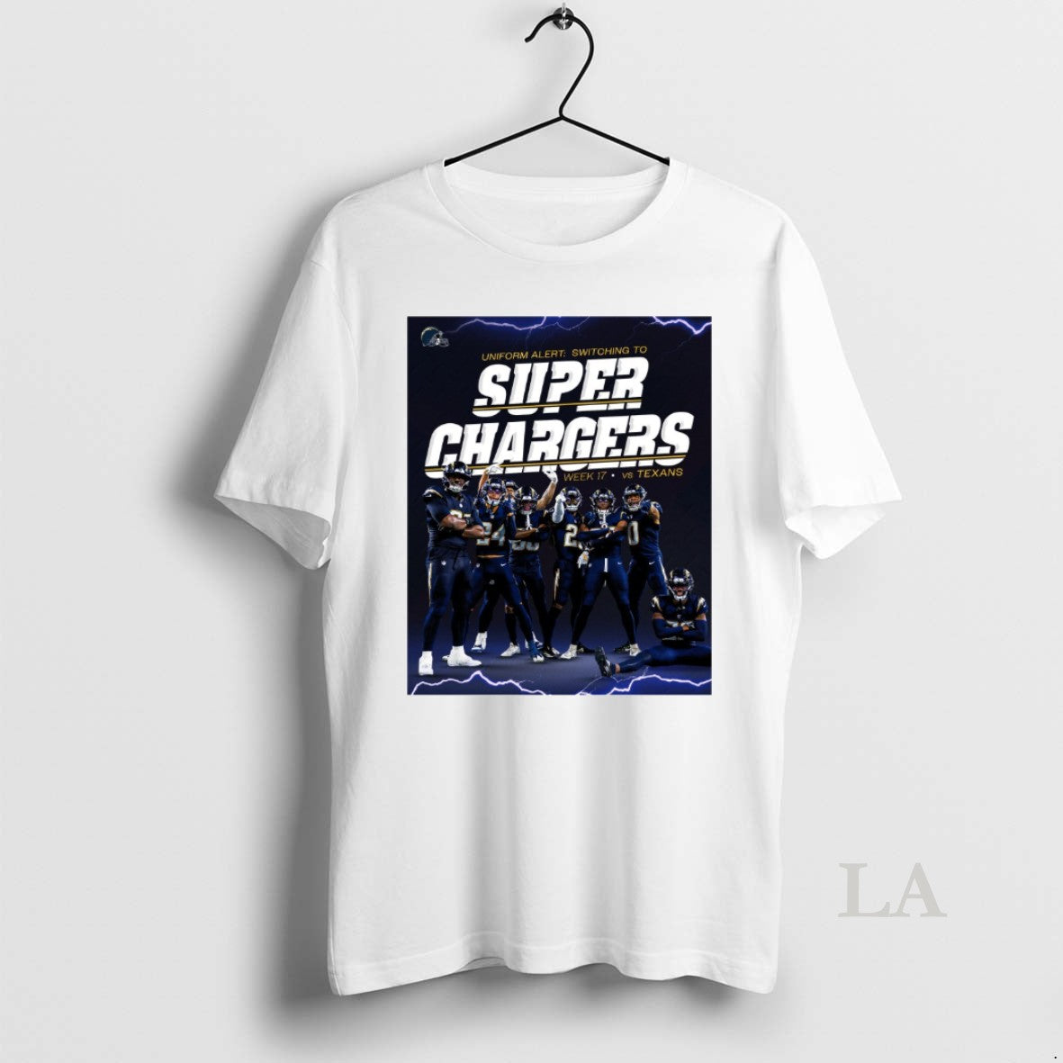 Original Los Angeles Chargers Vs Houston Texans Uniform Alert Switching To Super Chargers Week 17 T-Shirts, Hoodie,...