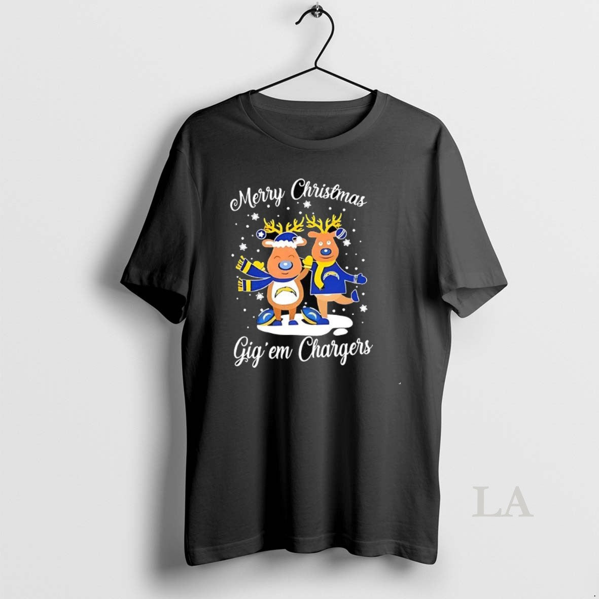Original Los Angeles Chargers Football Blue Nosed Reindeer Merry Christmas Gig Em Chargers T-Shirts, Hoodie, Sweatshirt
