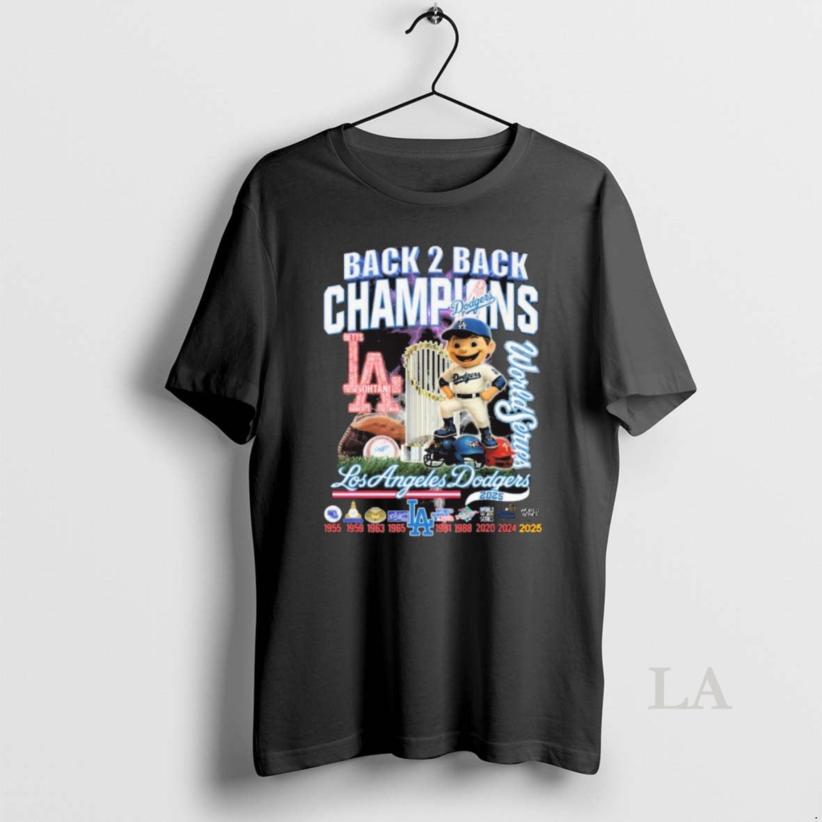 Original Los Angeles Dodgers Back 2 Back Champions World Series 2024 2025 Cartoon T-Shirts, Hoodie, Sweatshirt