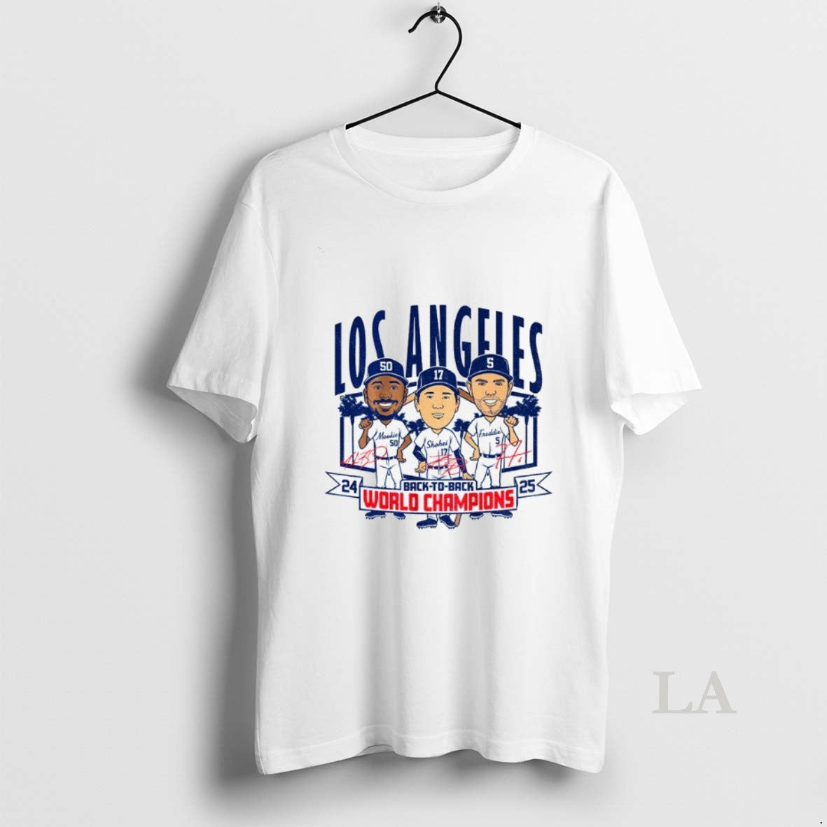 Original Los Angeles Dodgers Baseball Back To Back World Champions Caricatures 24 25 Signature T-Shirts, Hoodie, Sweatshirt
