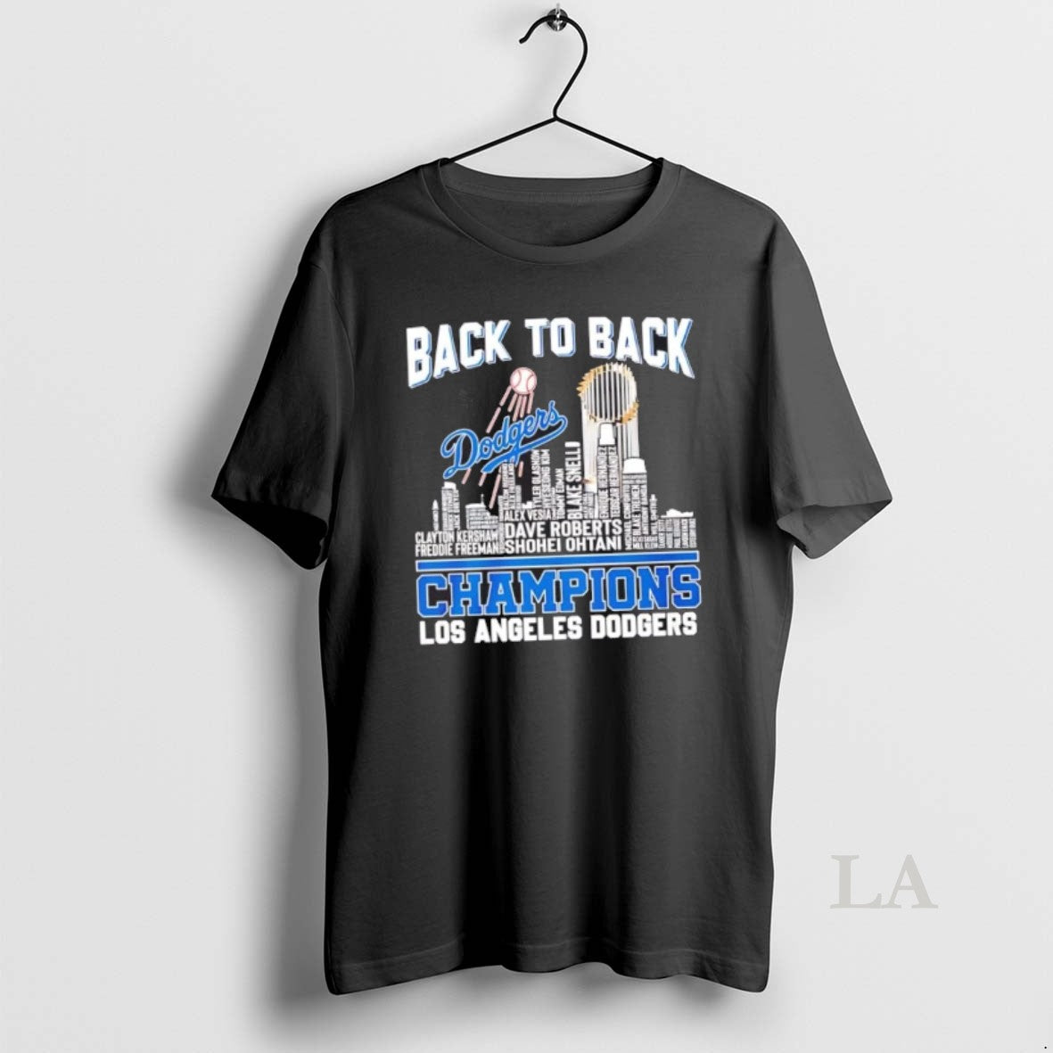 Original Los Angeles Dodgers Champions Back To Back Player Name Skyline T-Shirts, Hoodie, Sweatshirt | InkNestWear.com