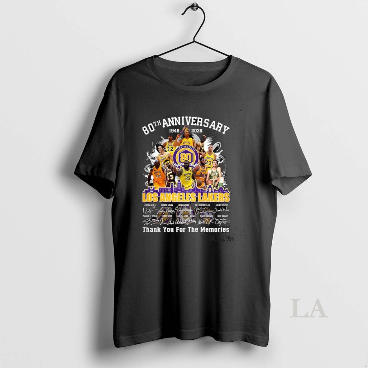 Original Los Angeles Lakers 80th Anniversary Thank You For The Memories Player Signature T-Shirts, Hoodie, Sweatshirt