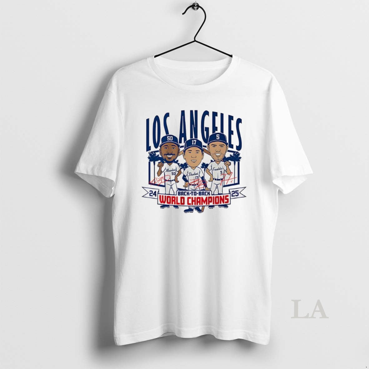 Original Los Angeles Baseball Back To Back World Champs 2025 Caricatures Signature T-Shirts, Hoodie, Sweatshirt