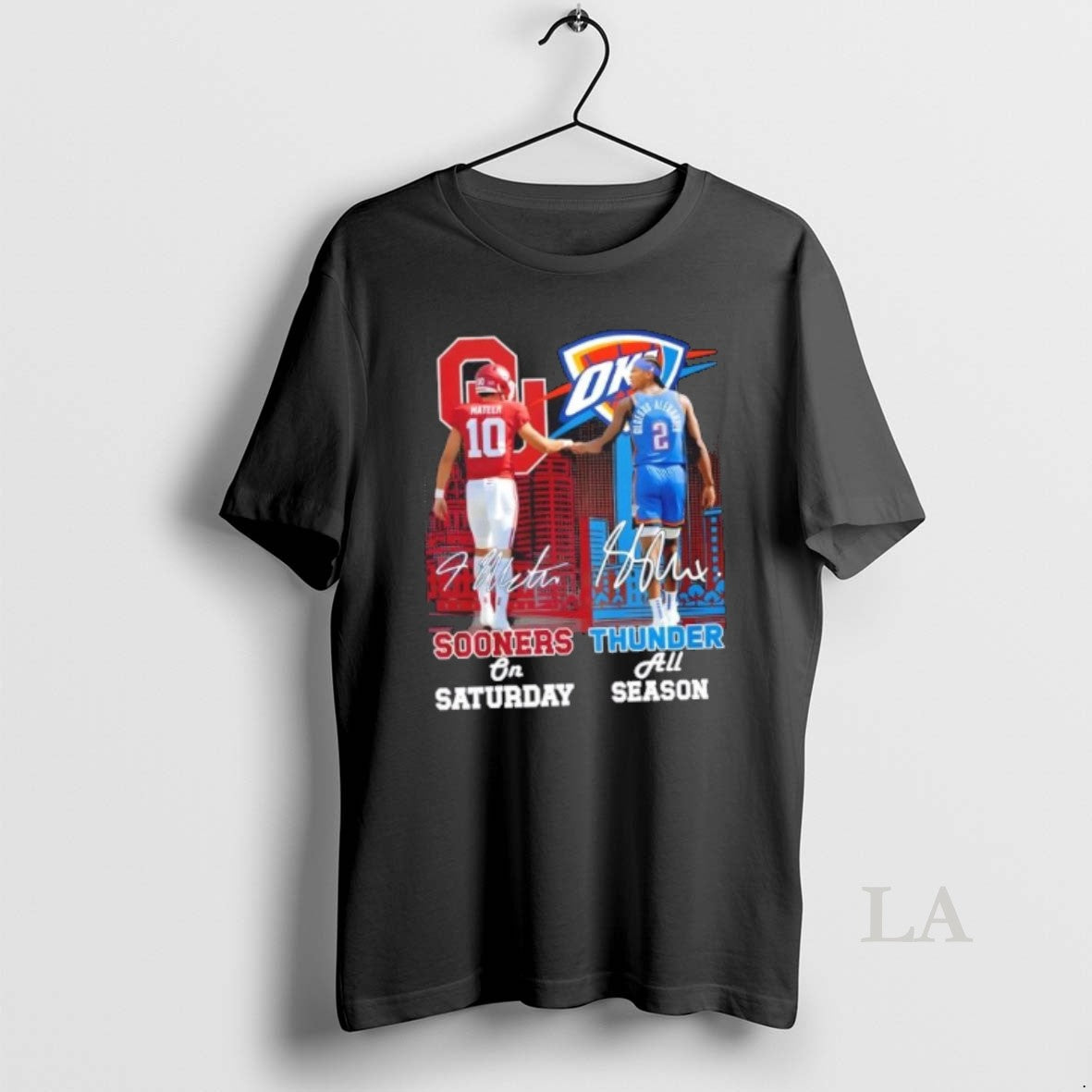 Original Mateer Oklahoma Sooners On Saturday X Shai Gilgeous Alexander Okc Thunder All Season Skyline T-Shirts, Hoodie,...