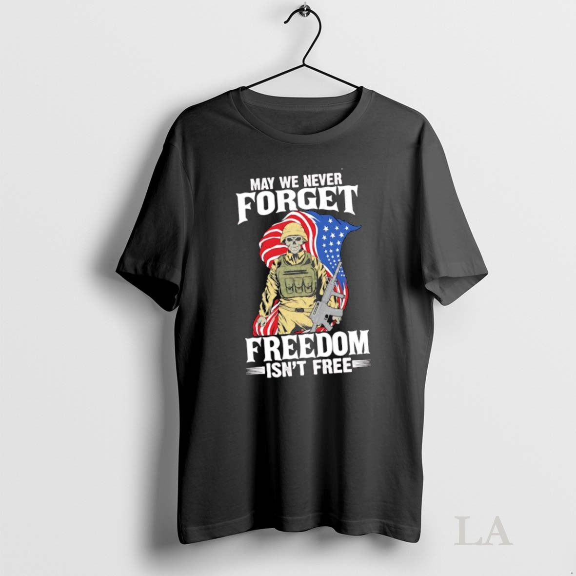 Original May We Never Forget Freedom Isnt Free American Flag Skeleton Soldier T-Shirts, Hoodie, Sweatshirt | InkNestWear.com
